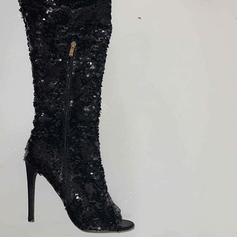 Sequin Thigh High Heel Boots - Picture 7 of 7